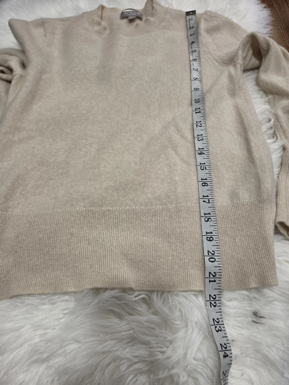 J. Crew Women's Cream Cashmere Blend Crewneck Sweater